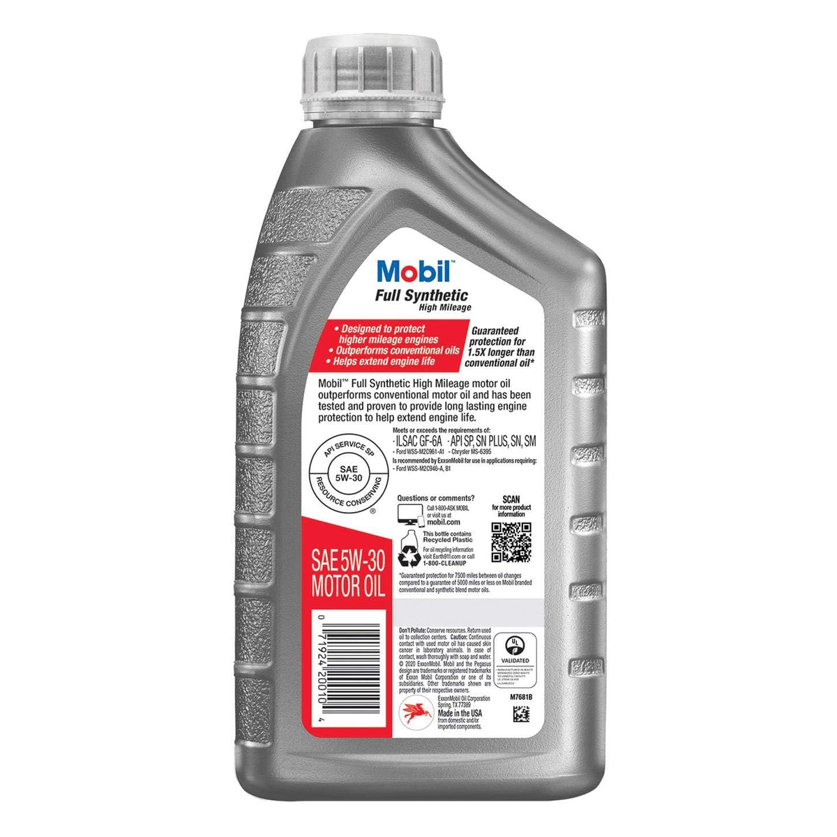 Full Synthetic High Mileage 5W-30 Motor Oil 1 Quart Pack of 6 O46498