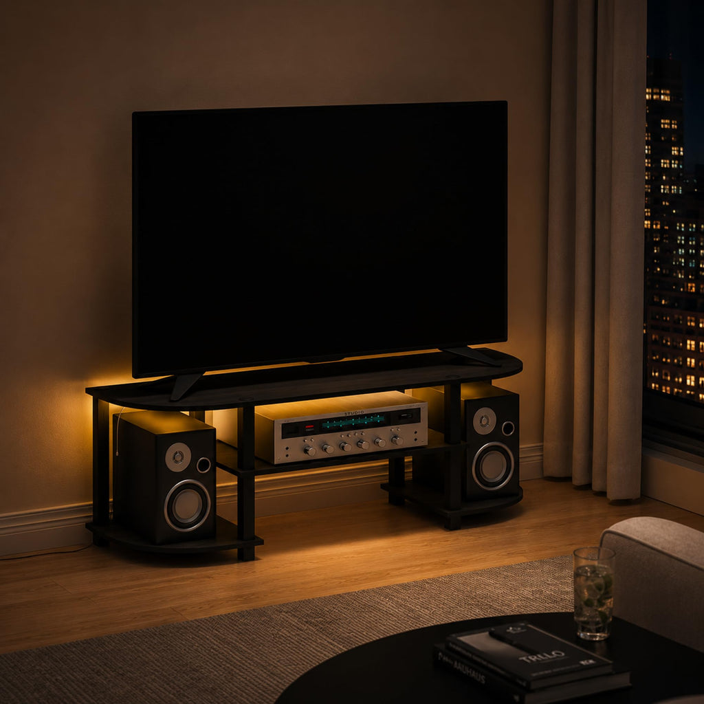 Black 3-Tier TV Stand for 55 Inch TV W9889