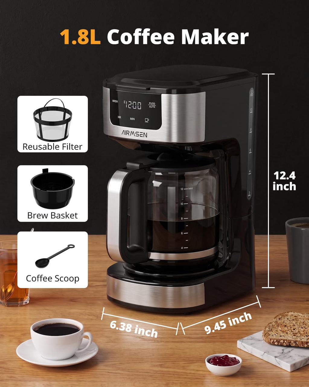 12-Cup Programmable Drip Coffee Maker M3199