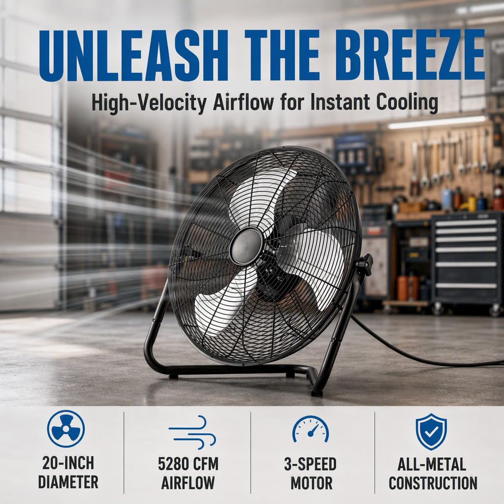 20" 3-Speed Metal Floor Fan 4-Pack Y7464
