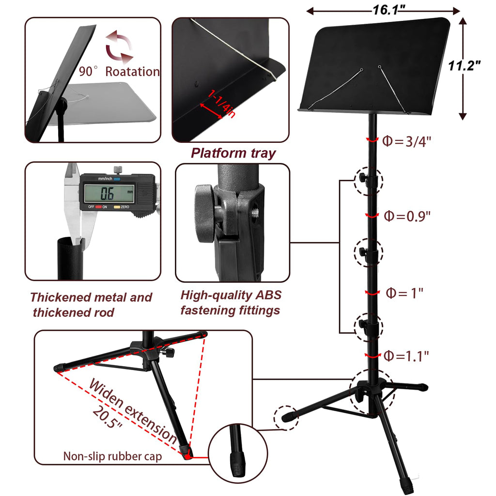 70IN Adjustable Sheet Music Stand with Carrying Bag Z564
