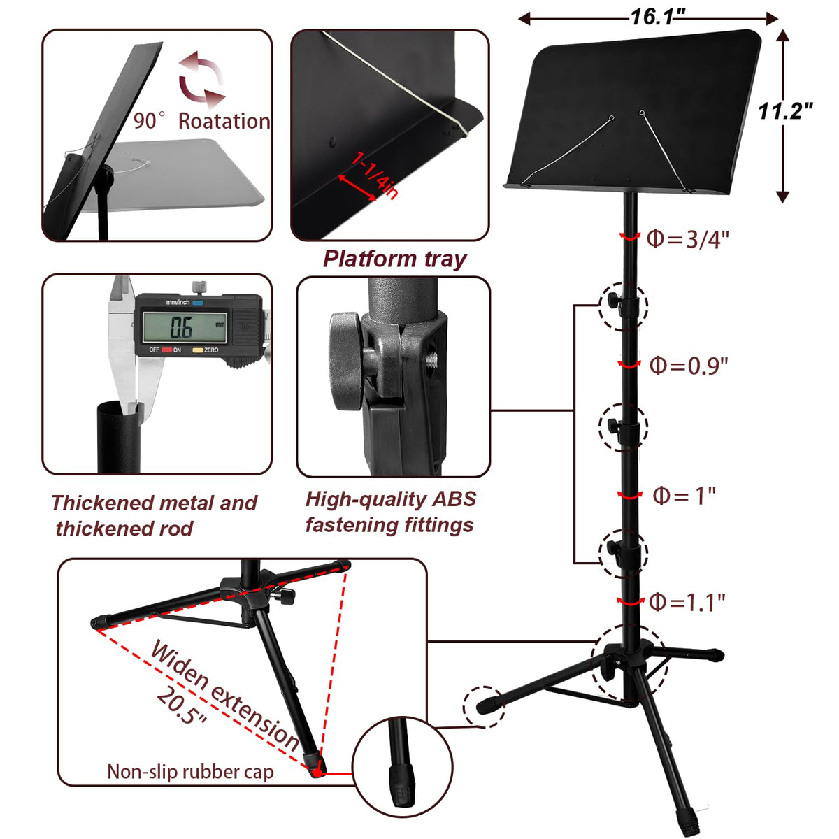 70IN Adjustable Sheet Music Stand with Carrying Bag Z564