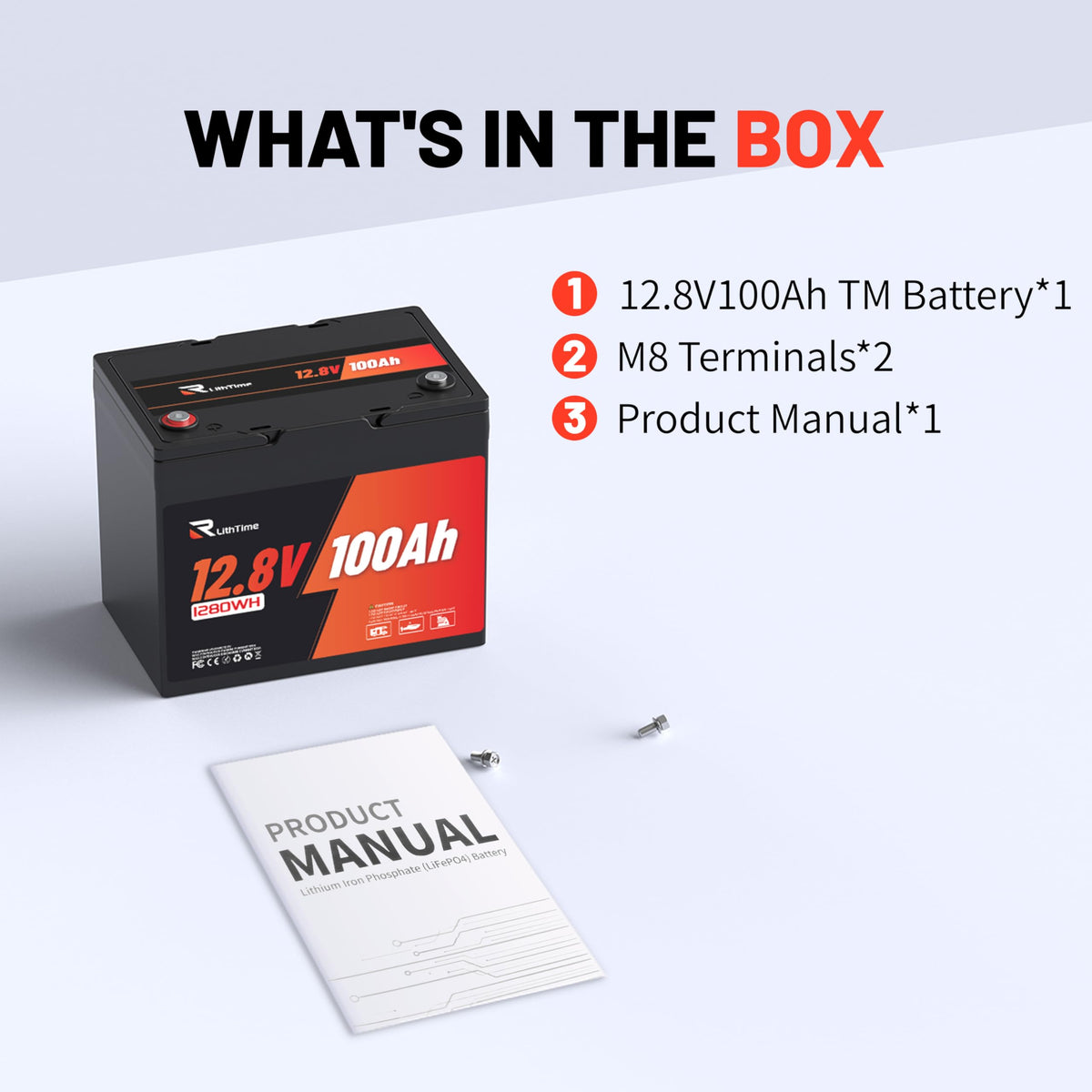 12V 100Ah LiFePO4 Lithium Battery F424