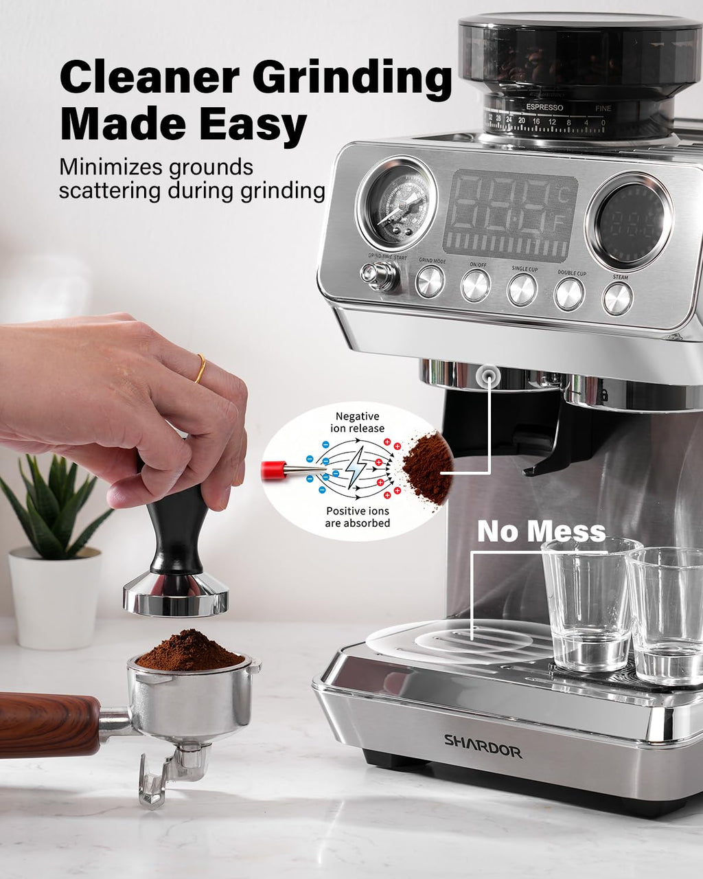 20 Bar Espresso Machine with Built-In Grinder L874345