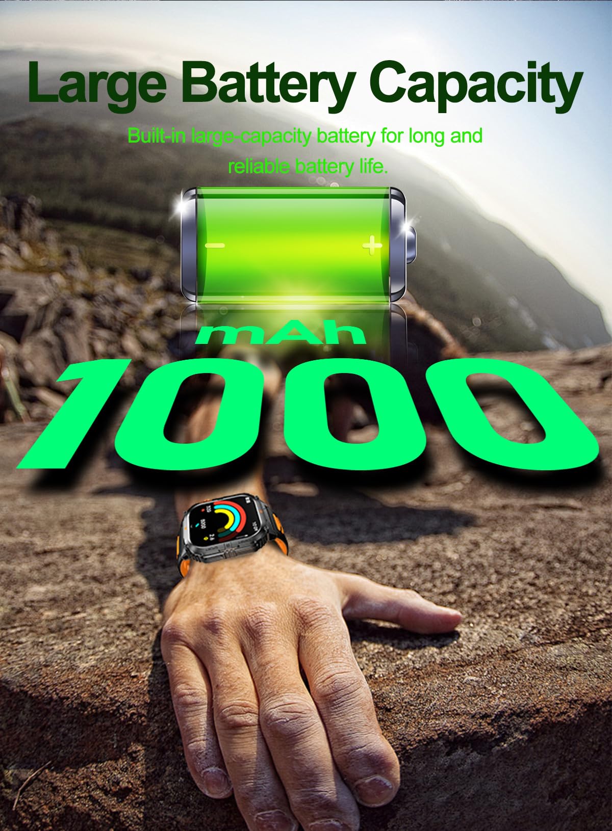 Military Smart Watch with Bluetooth Calling, Heart Rate Monitor, Sleep Tracking, Camouflage Green C9952