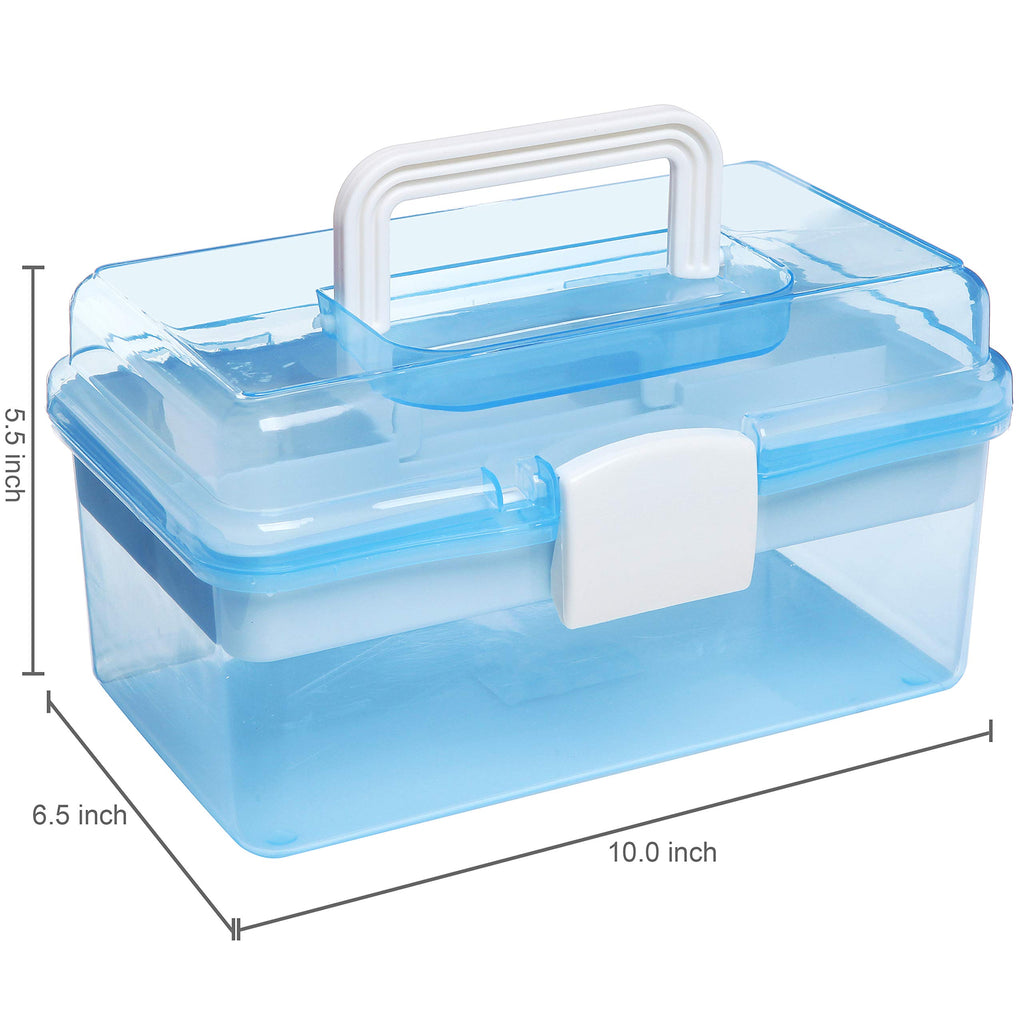 10 Inch Blue Plastic Storage Box with Removable Tray G41655