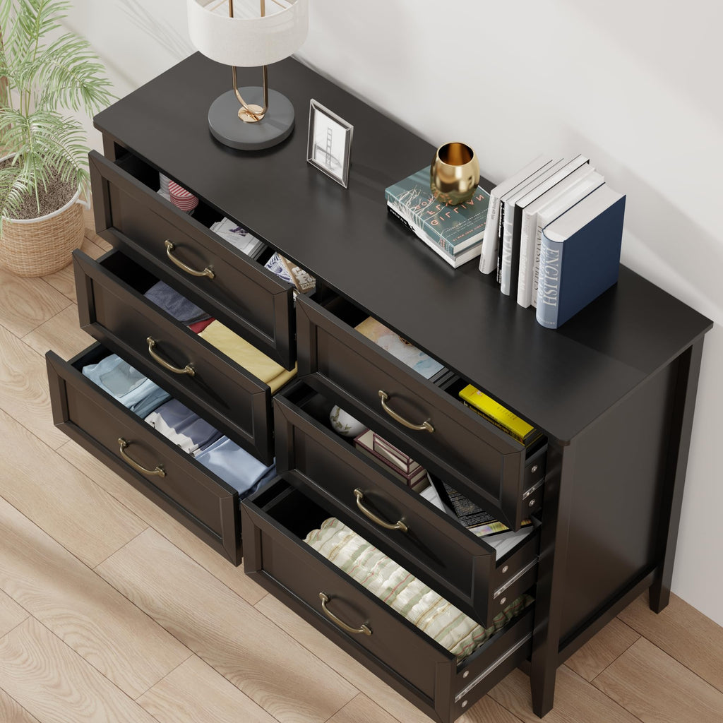Black 6 Drawer Dresser Y7034