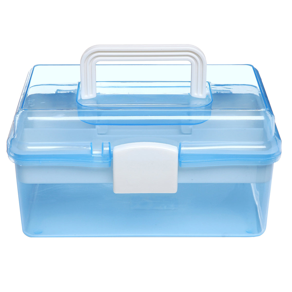 10 Inch Blue Plastic Storage Box with Removable Tray G41655