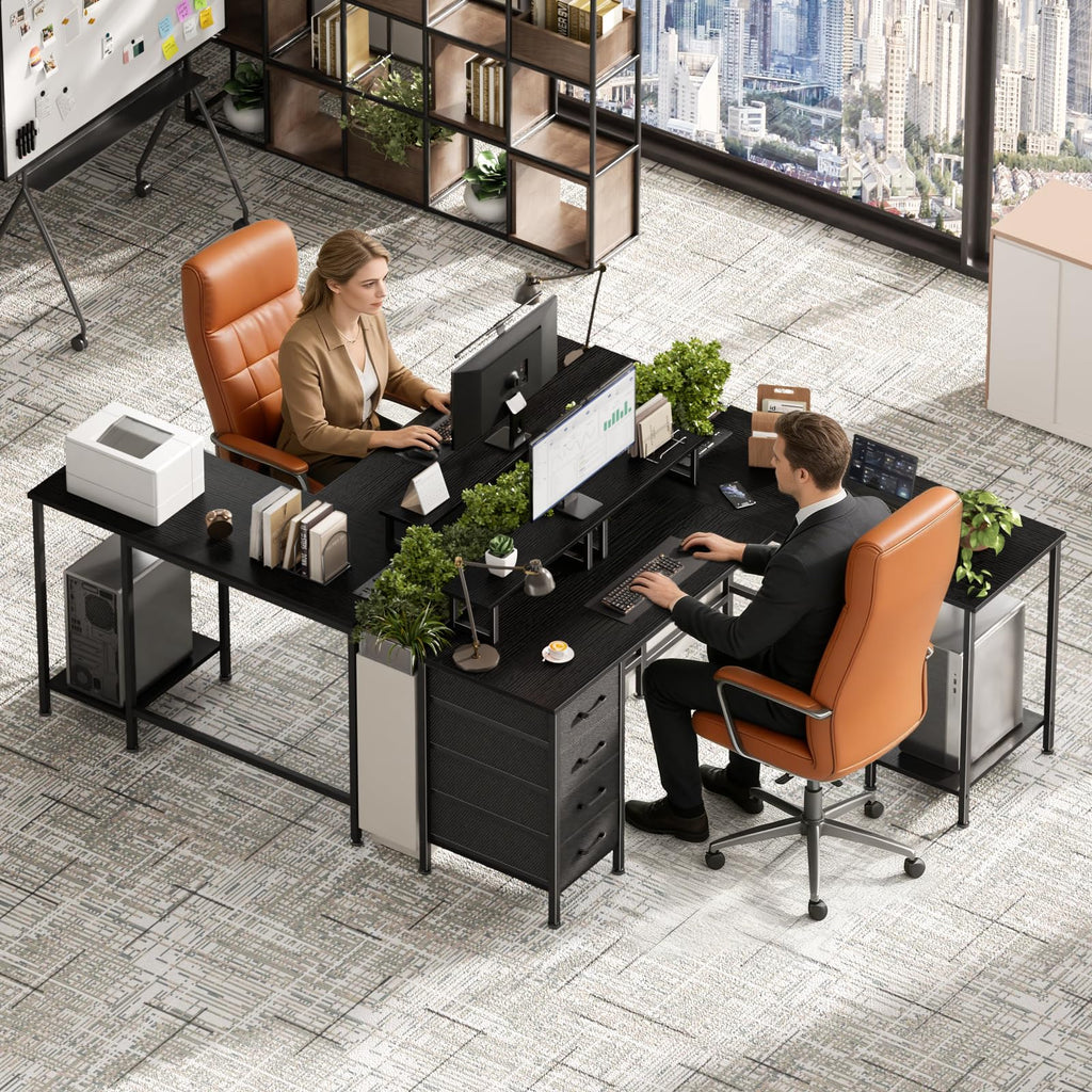 59 inch L Shaped Computer Desk with Power Outlets S4662
