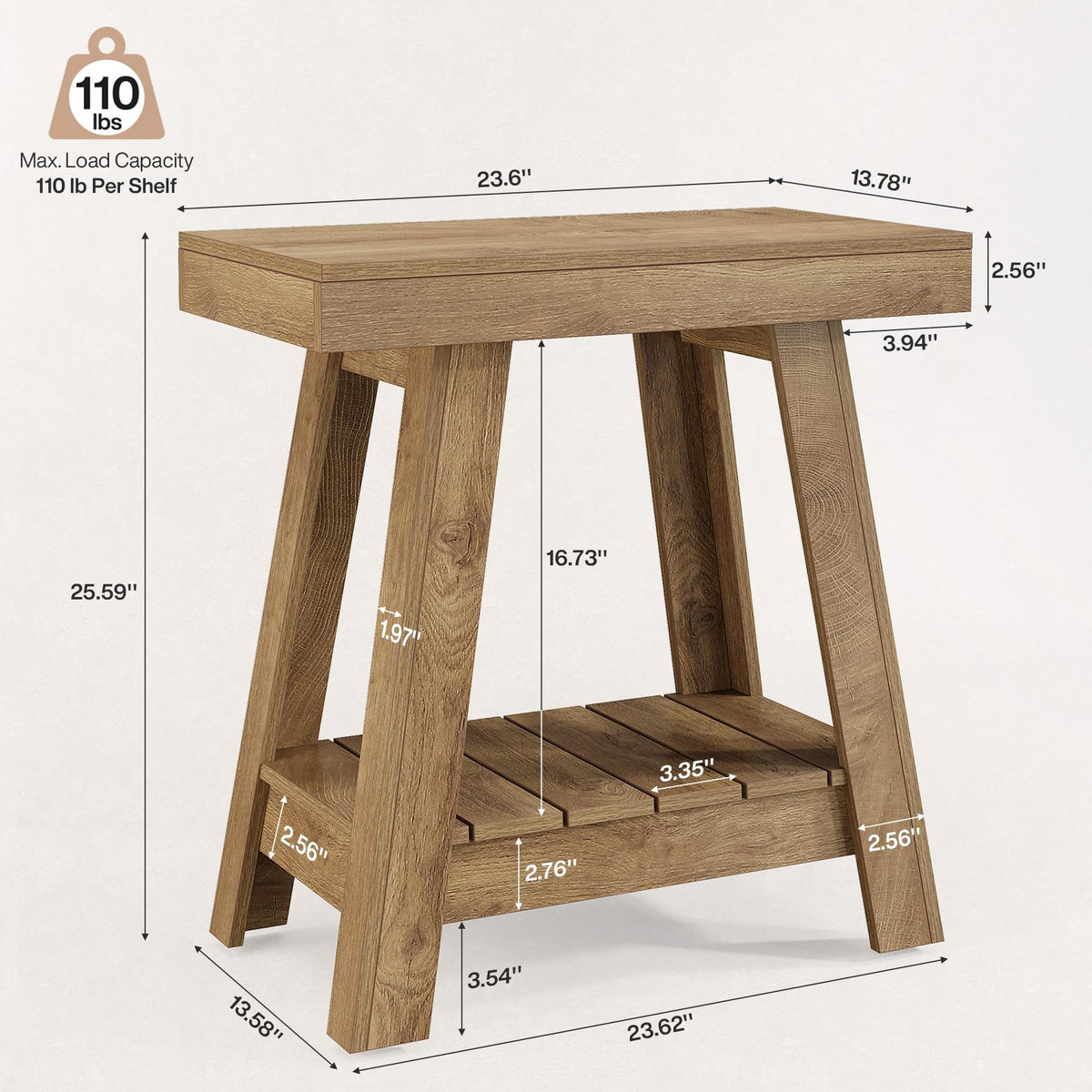 2-Tier Wooden End Table with Storage J6975