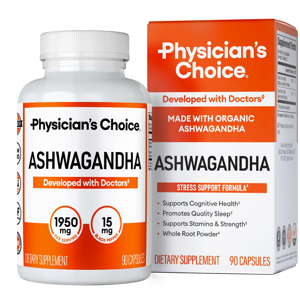 Organic Ashwagandha Root Powder 1950mg 90 Veggie Capsules G39638