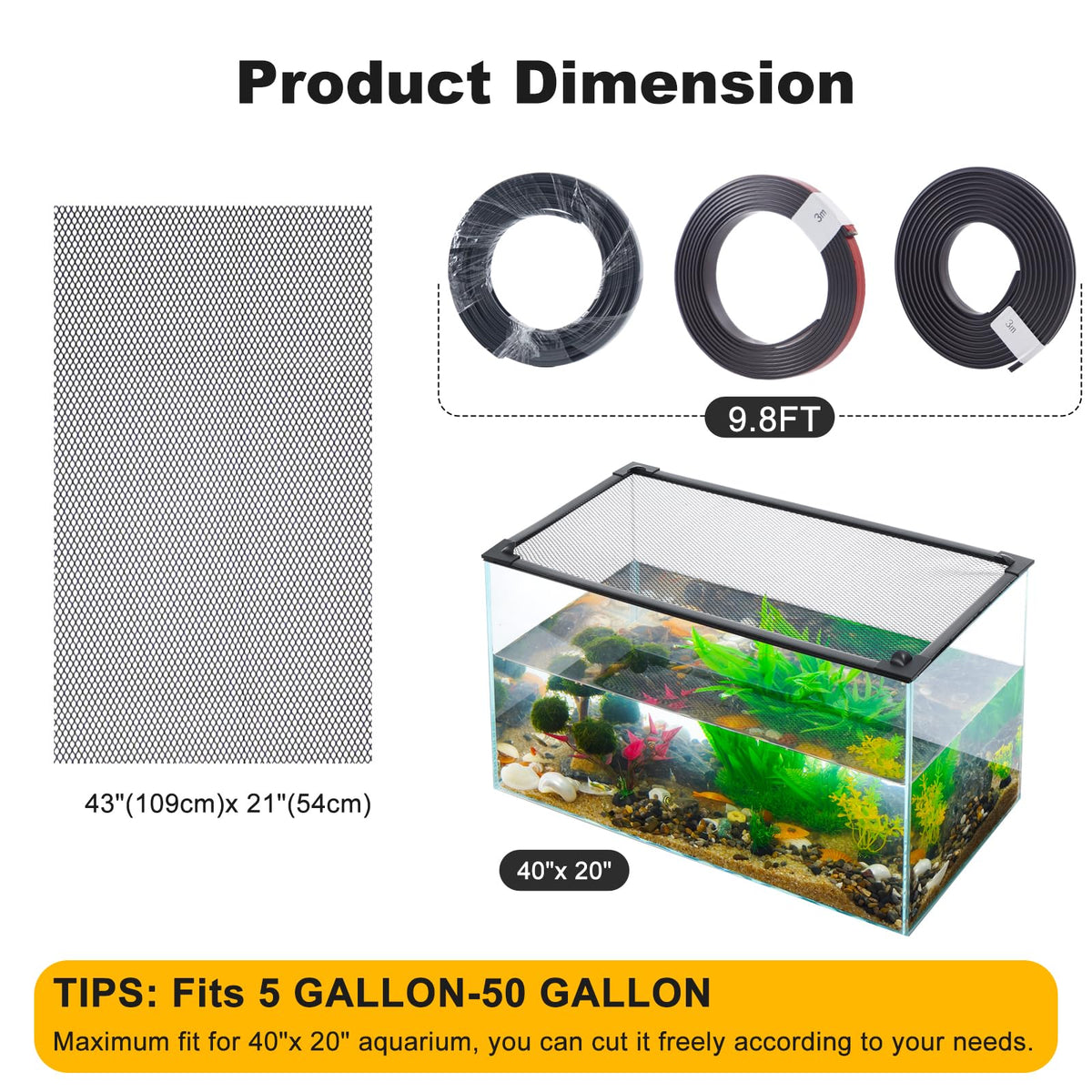 Magnetic Aquarium Lid Anti-Jumping Net Cover Y7854
