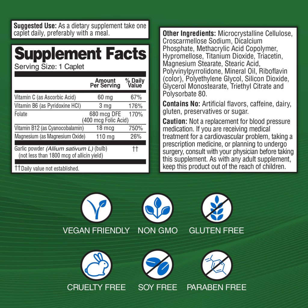 Odorless Vegan Garlic Extract Supplement 60 Caplets G2411