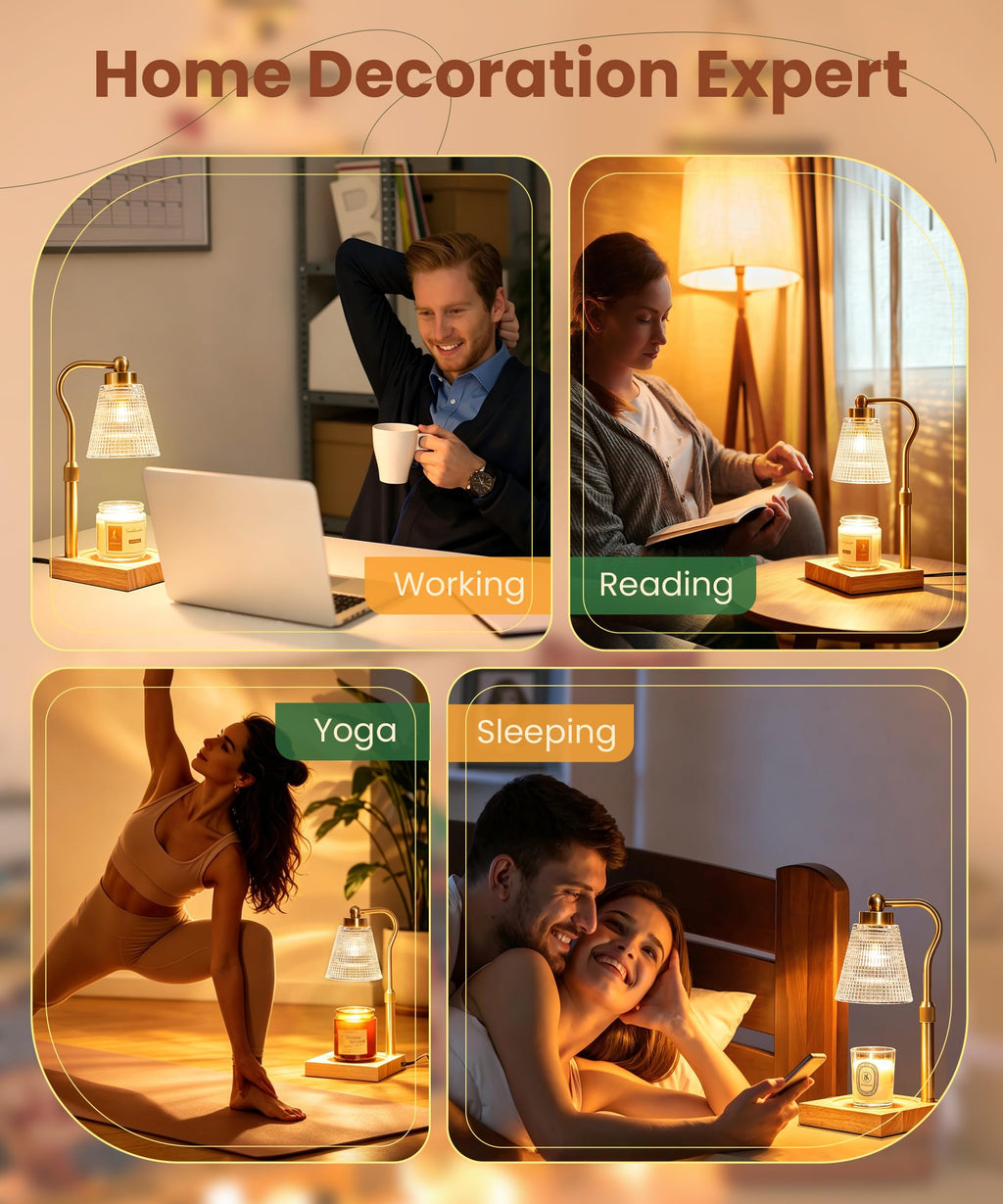 Height Adjustable Candle Warmer Lamp with Timer, 3 Dimmable I272079