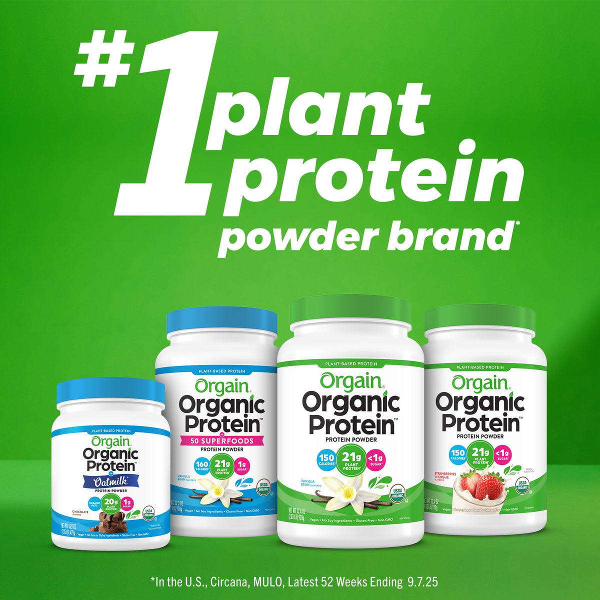 Organic Vegan Protein Powder + Oat Milk, Vanilla Bean, 20g Plant Based Protein, 1.05lb L855