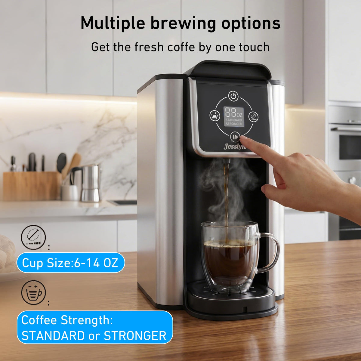3-in-1 Single Serve Coffee Maker with 50oz Removable Water Reservoir A604776