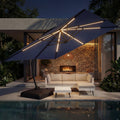 11x11ft Solar Powered Led Cantilever Umbrella with Base O892927