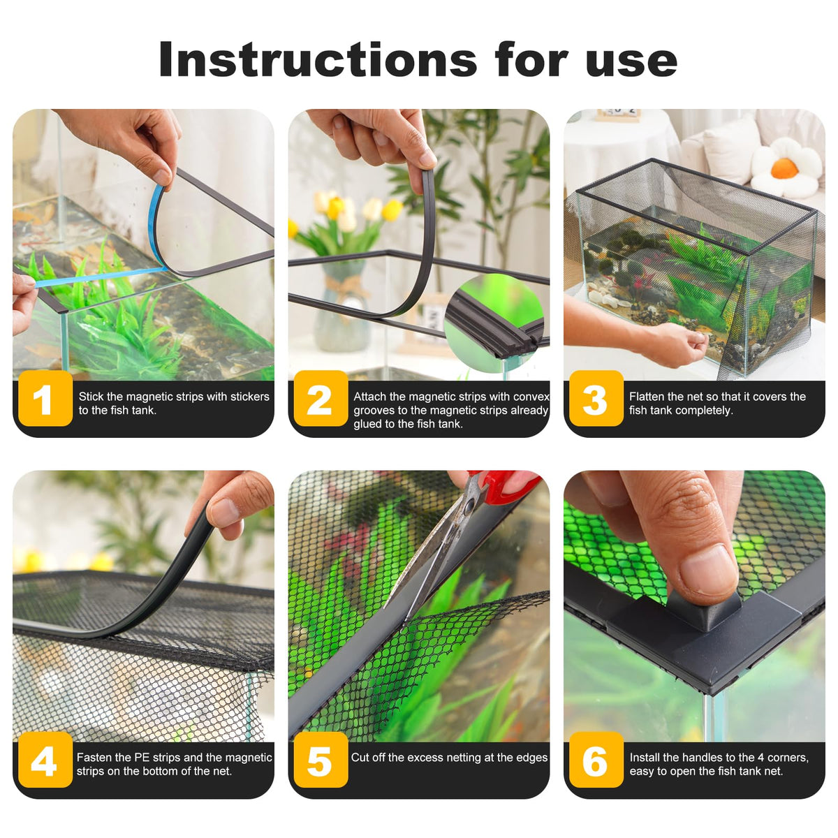 Magnetic Aquarium Lid Anti-Jumping Net Cover Y7854
