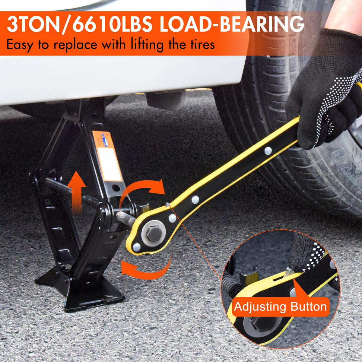 Scissor Car Jack 3 Ton Tire Changing Kit with Lug Wrench Y712277