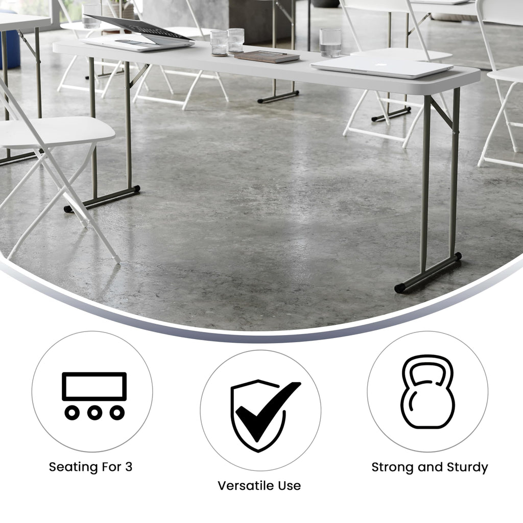 Plastic Folding Table, Granite White, 10-Pack F261535