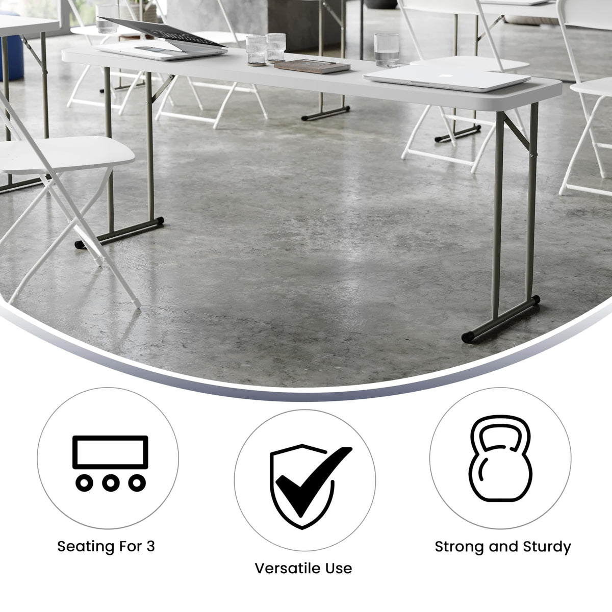 Plastic Folding Table, Granite White, 10-Pack F261535