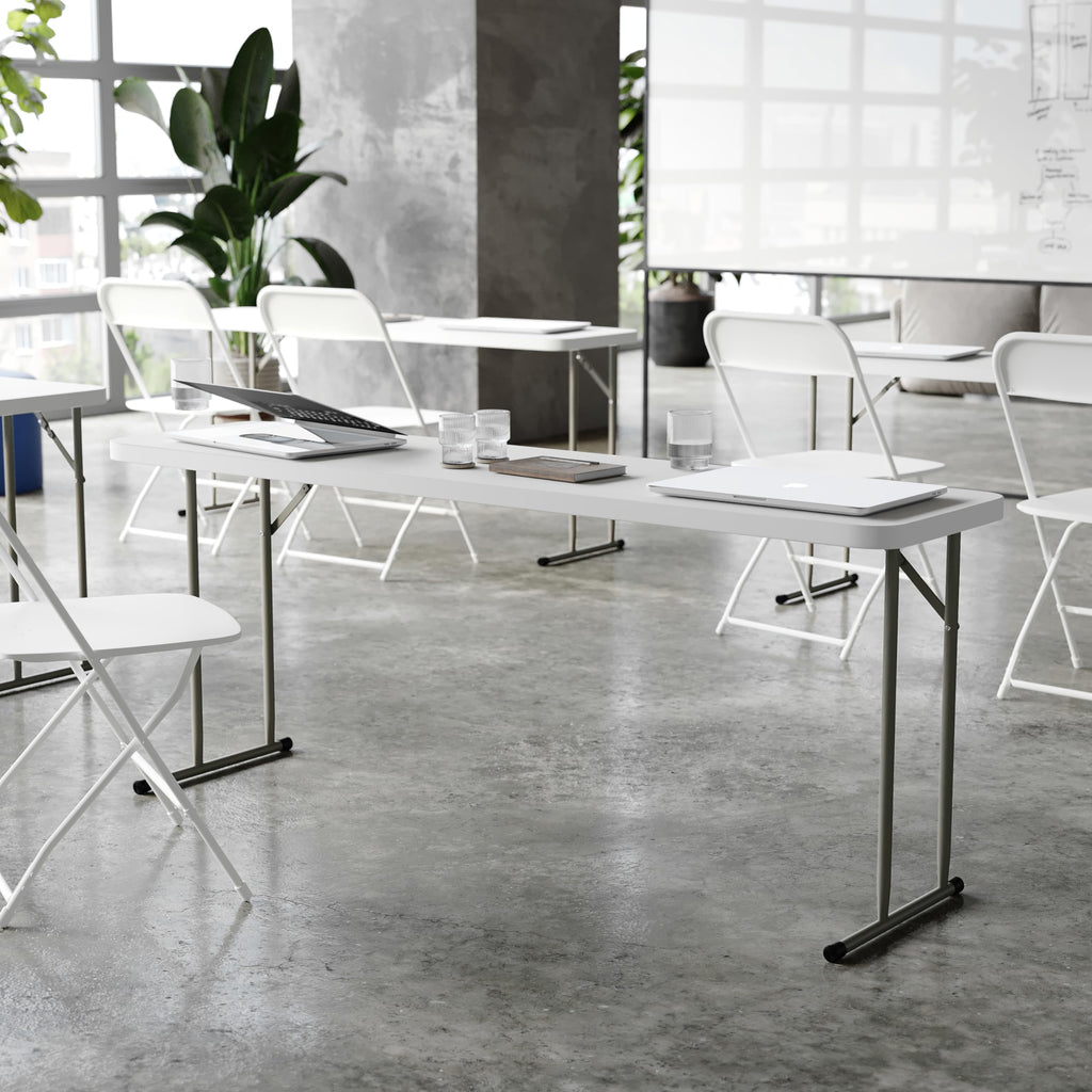 Plastic Folding Table, Granite White, 10-Pack F261535