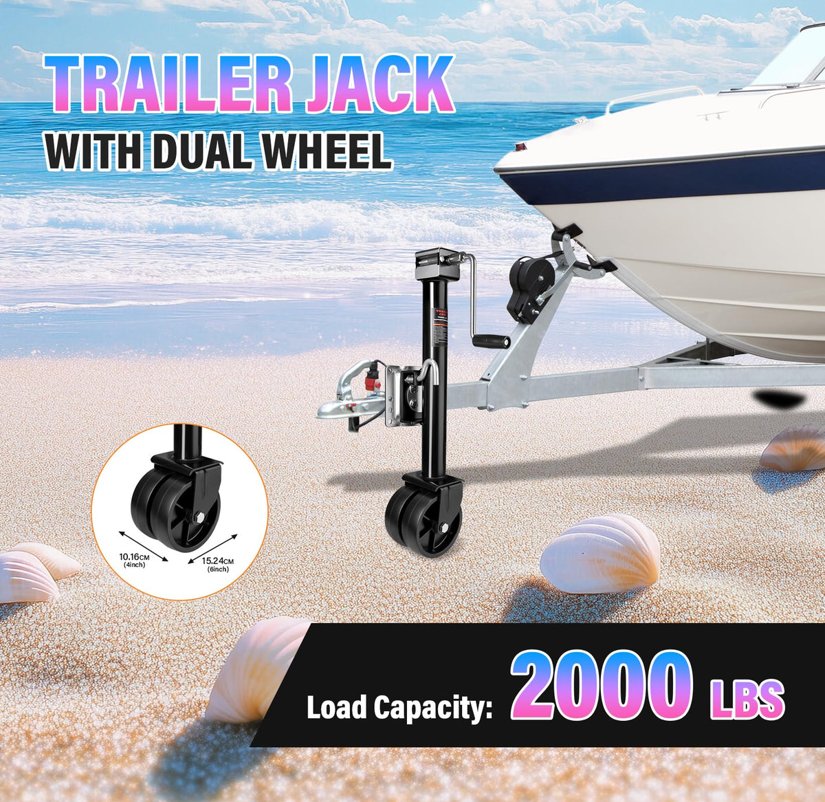 2000 lbs 12" Lift Swivel Trailer Jack with Dual Wheel E771100