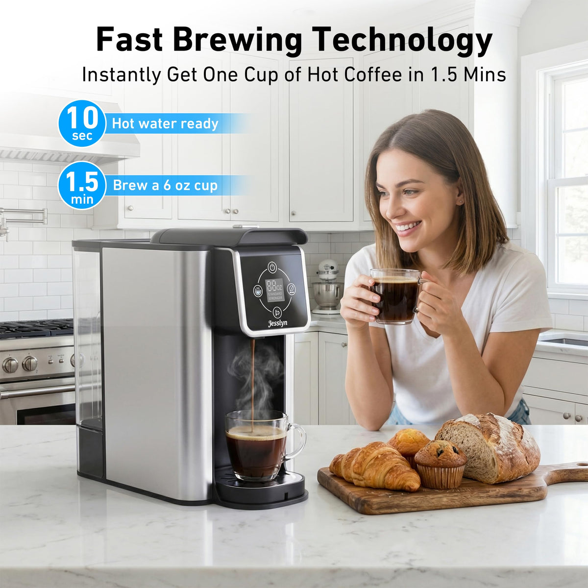3-in-1 Single Serve Coffee Maker with 50oz Removable Water Reservoir A604776