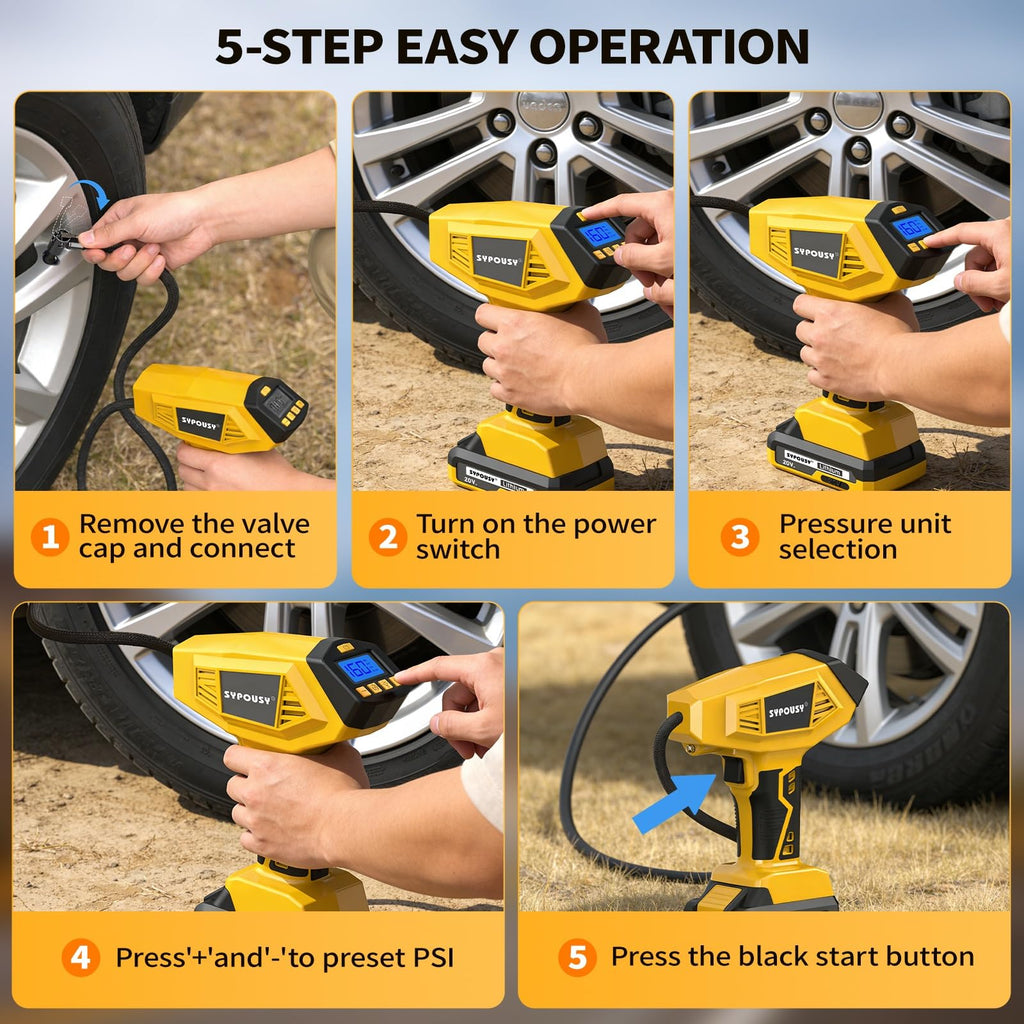 Cordless Tire Inflator Portable Air Compressor 160PSI L39849