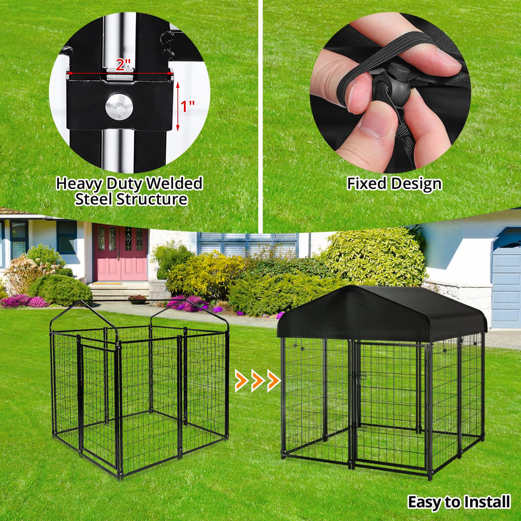 Welded Wire Dog Kennel with Roof S527775