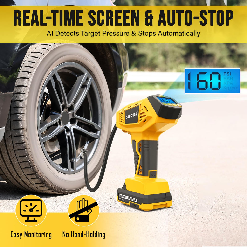 Cordless Tire Inflator Portable Air Compressor 160PSI L39849