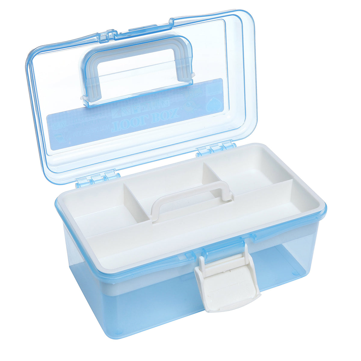 10 Inch Blue Plastic Storage Box with Removable Tray G41655
