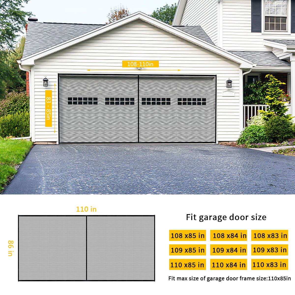 9x7FT Fiberglass Magnetic Garage Door Screen N64909