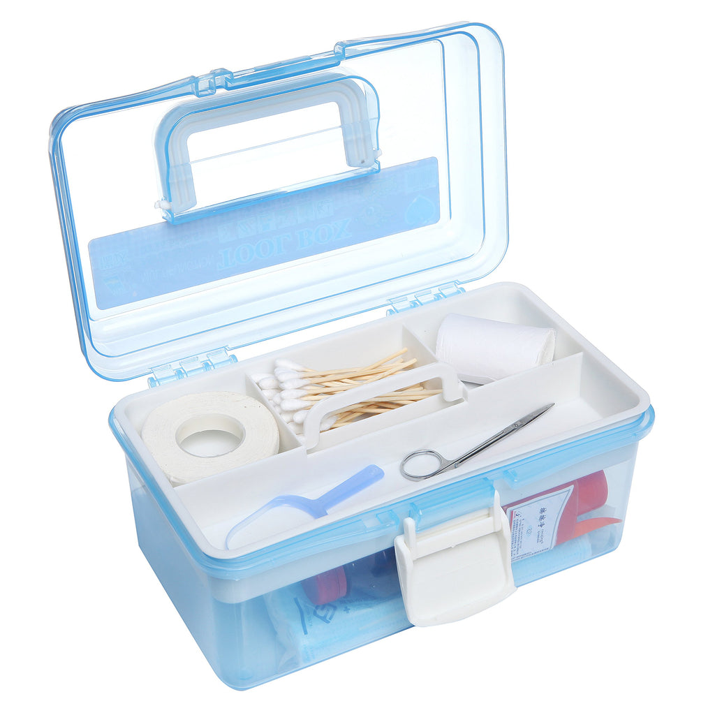 10 Inch Blue Plastic Storage Box with Removable Tray G41655