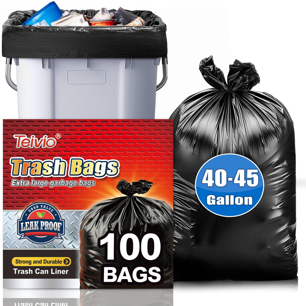 Black 40-45 Gallon Trash Bags 100 Count F636
