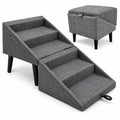 Foldable Dog Stairs Ottoman 2 in 1 Pet Steps with Storage B465