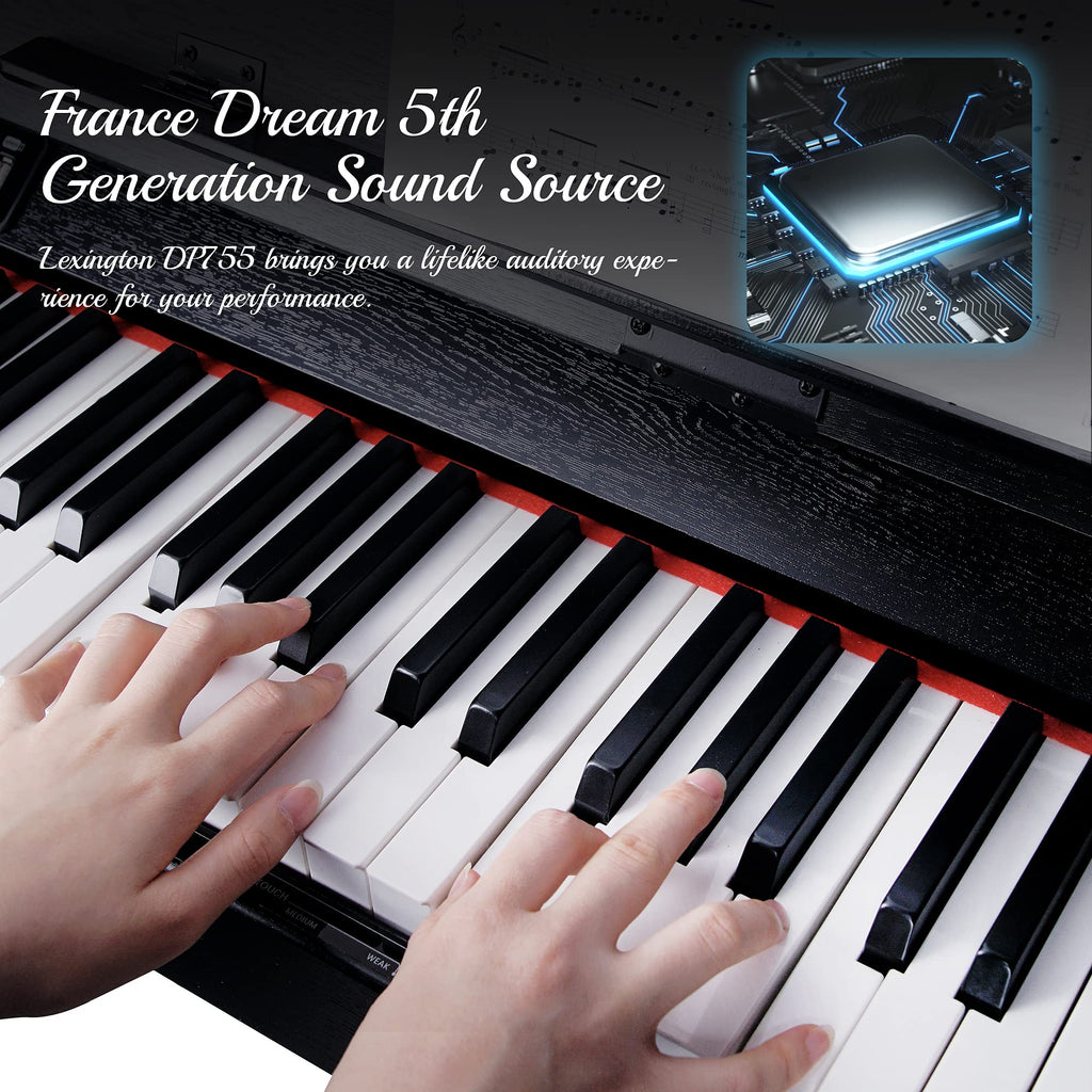 88 Keys Weighted Hammer Action Digital Piano with Stand, Pedals and Black F6504
