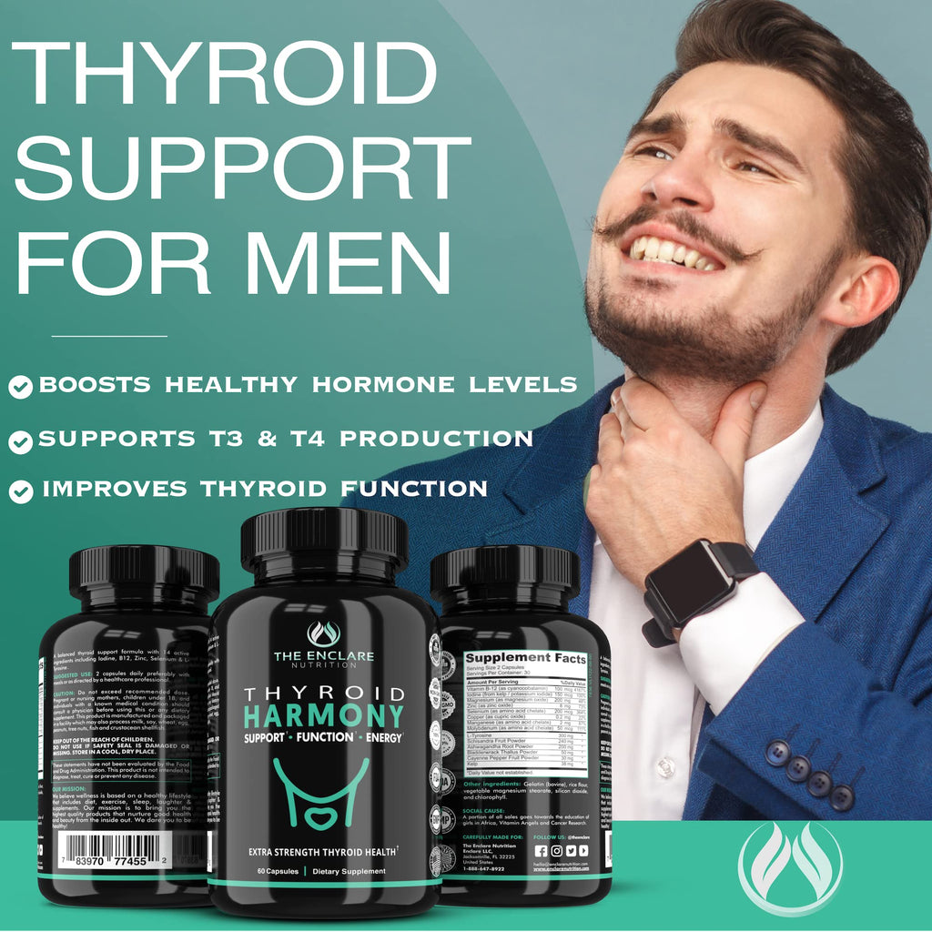 Thyroid Support Supplement with Iodine, Ashwagandha, Zinc, Selenium, Vitamin B12, Kelp, Magnesium, L Tyrosine C3116