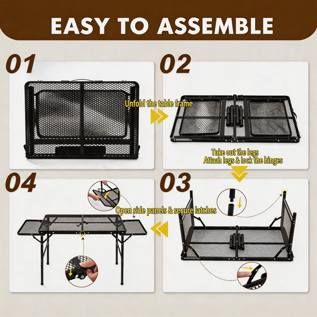 Folding Camping Table with 2 Wing Panels Q818