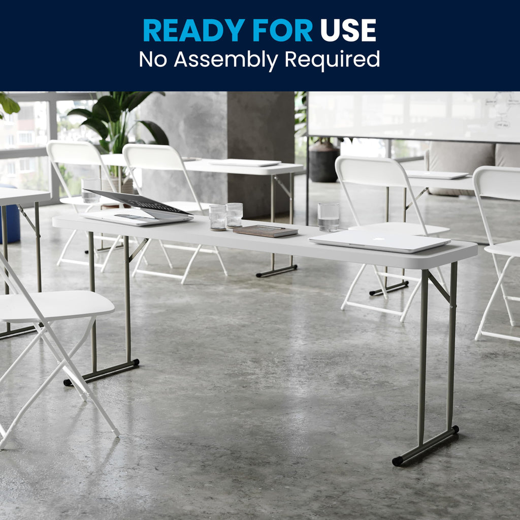Plastic Folding Table, Granite White, 10-Pack F261535