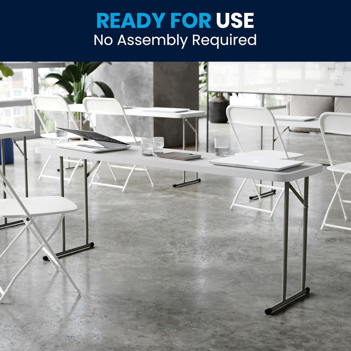 Plastic Folding Table, Granite White, 10-Pack F261535