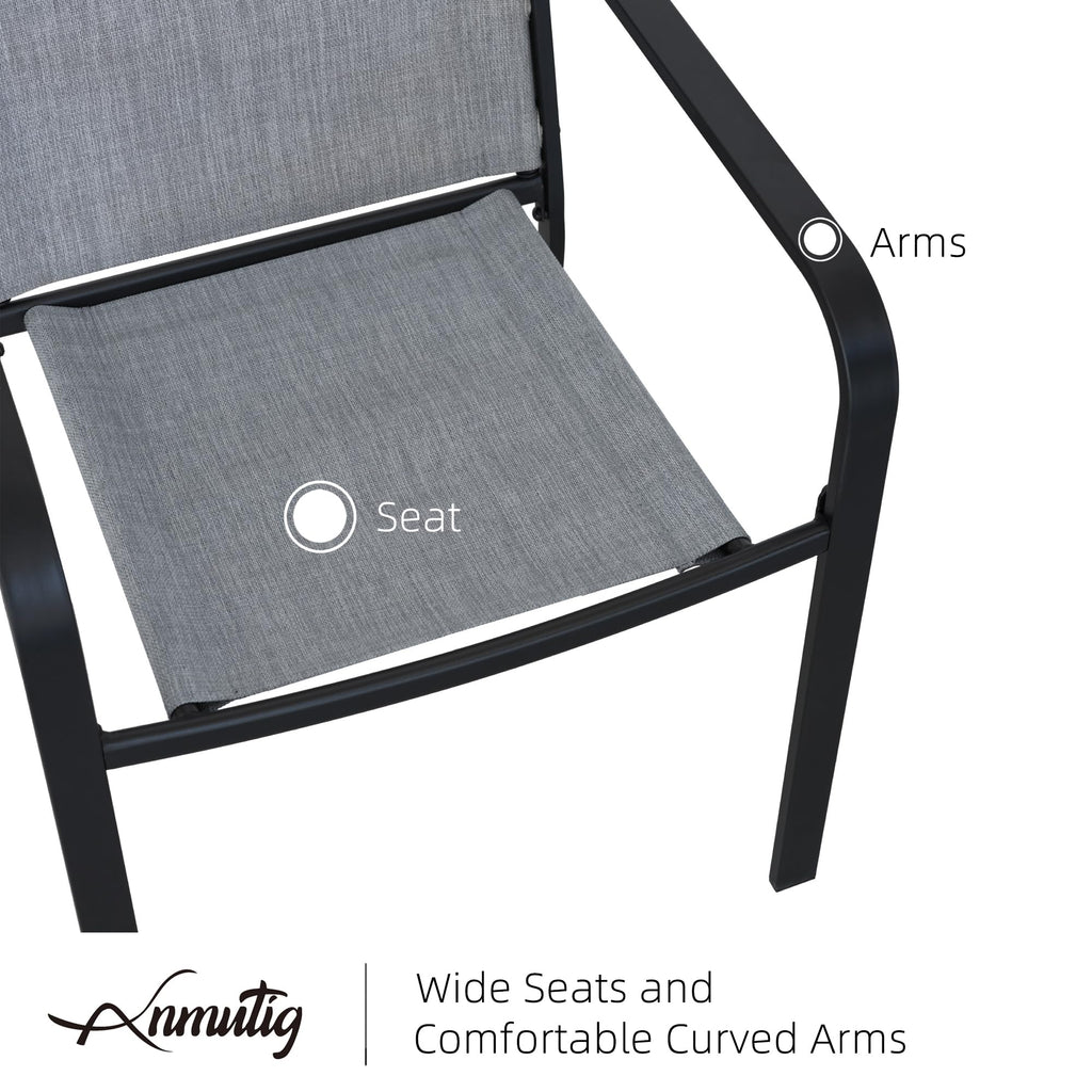 5 Piece Outdoor Dining Set with Grey Stackable Chairs and Square Table Y45290