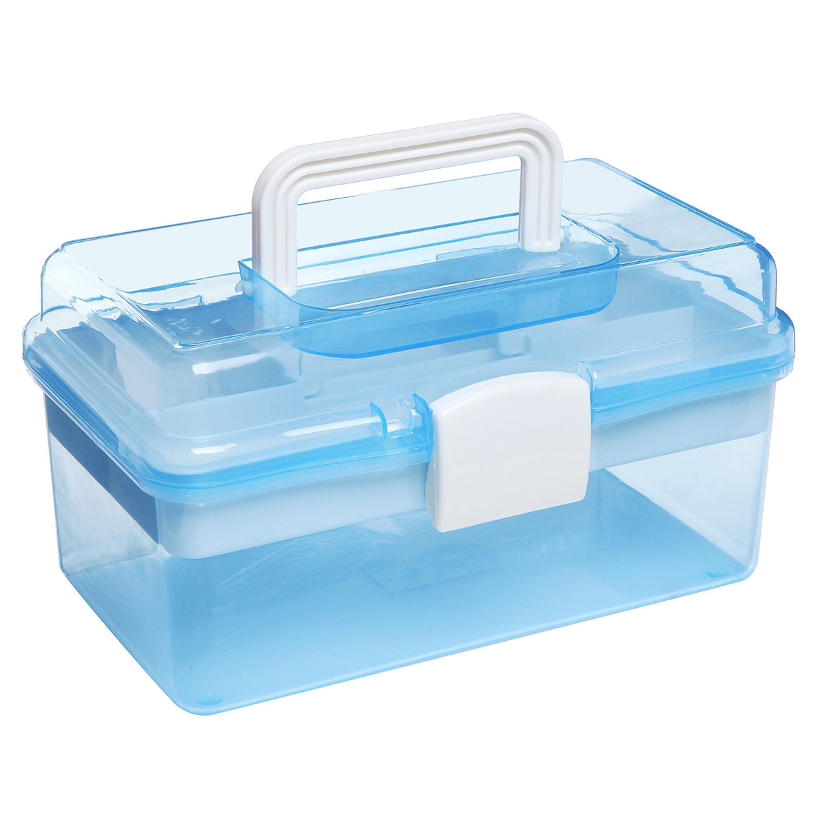 10 Inch Blue Plastic Storage Box with Removable Tray G41655