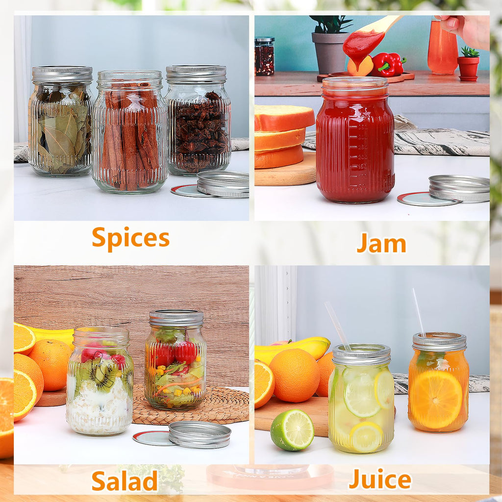 16 Pack 16 oz Mason Jars with Lids C289857
