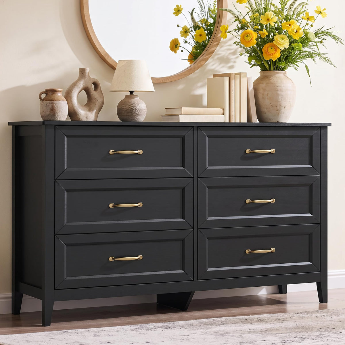 Black 6 Drawer Dresser Y7034