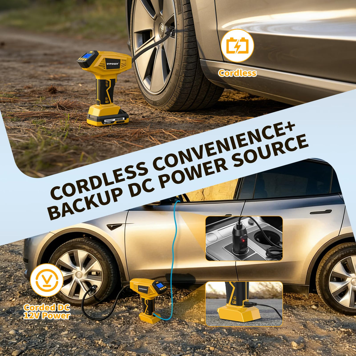 Cordless Tire Inflator Portable Air Compressor 160PSI L39849