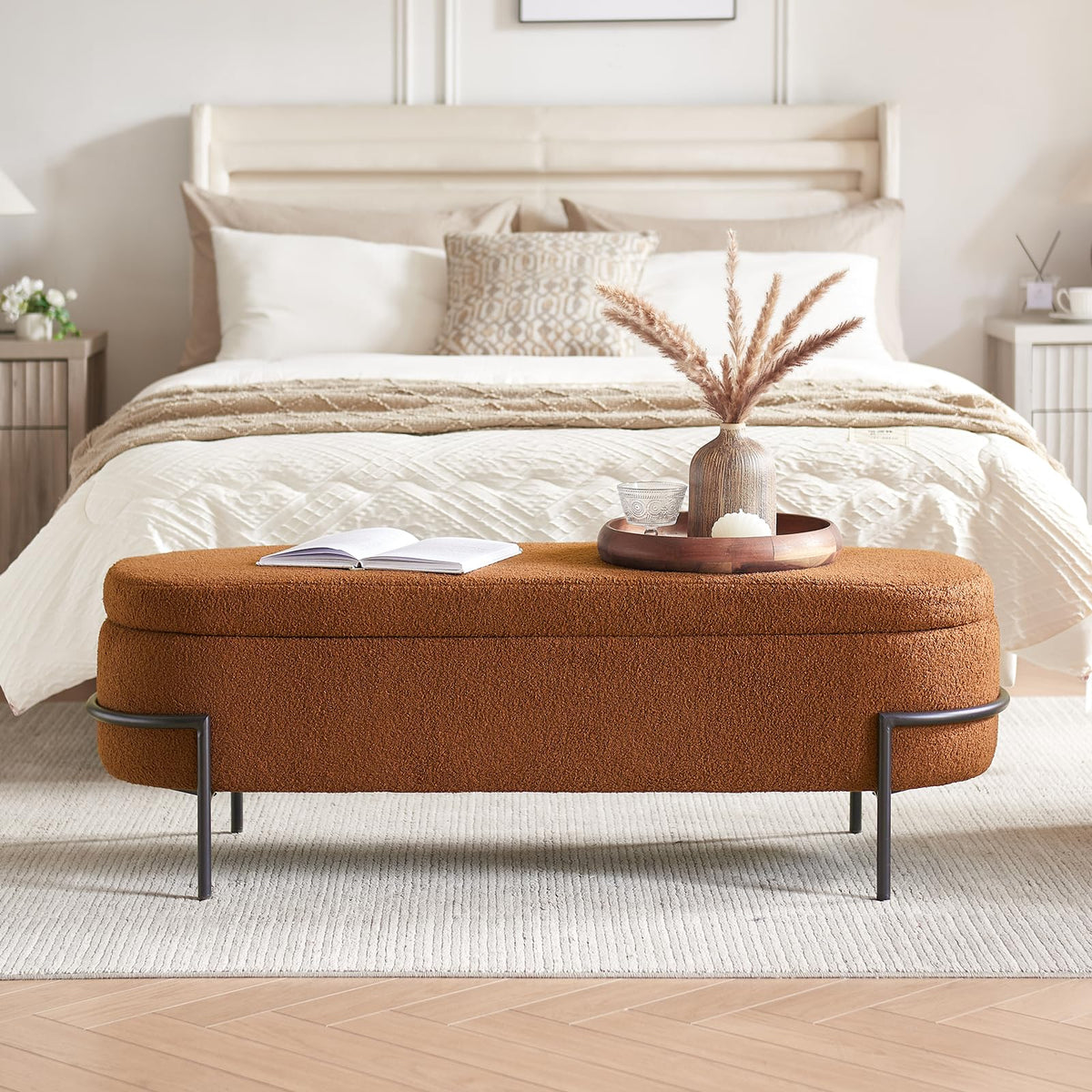 52 Inch Sherpa Storage Ottoman Bench G617331
