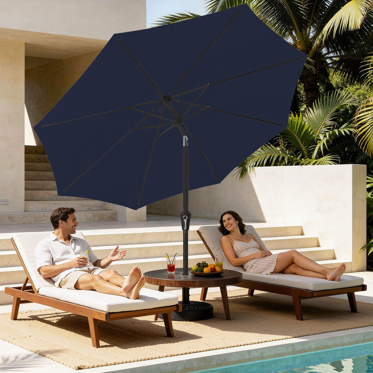 9ft Patio Umbrella with Push Button Tilt and Crank Y81308