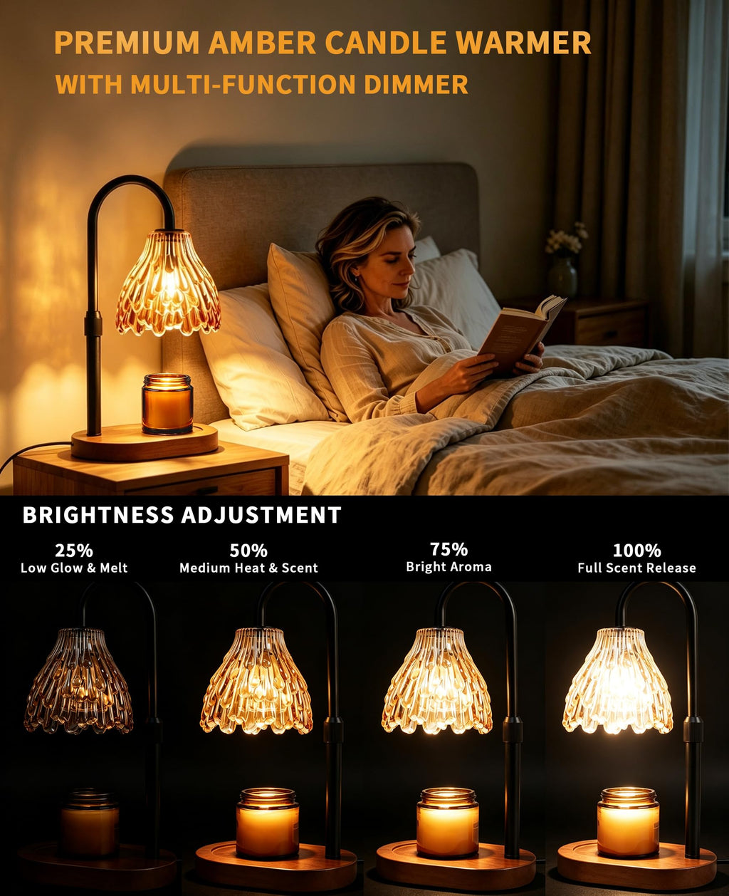 Glass Candle Warmer Lamp with Timer & Dimmer J544