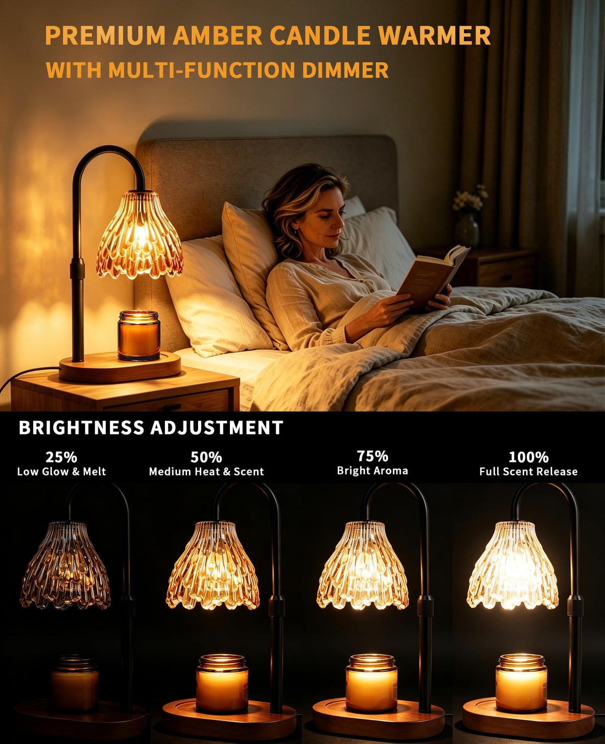 Glass Candle Warmer Lamp with Timer & Dimmer J544